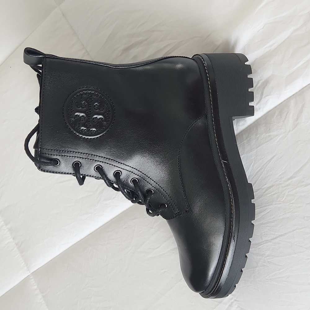 Tory Burch Black Leather Combat Boots